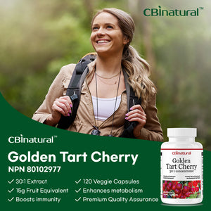 Golden Tart Cherry 30:1 Extract, 15,000 mg Strength, 120 Vegan Capsules, 4-Month Supply