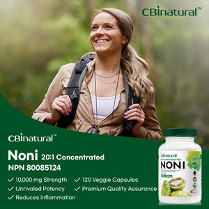 Noni 20:1 Extract, 10,000 mg Strength, 120 Vegan Capsules, 4-Month Supply