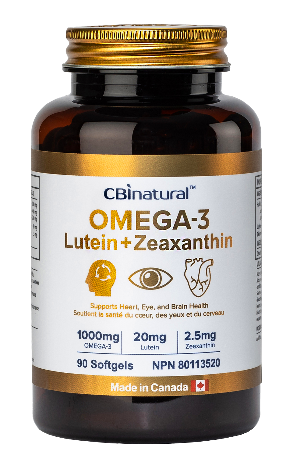 Triple Action Omega-3 1000mg & Lutein 25mg & Zeaxanthin 2.5 mg, 90 softgels, 3-Month Supply