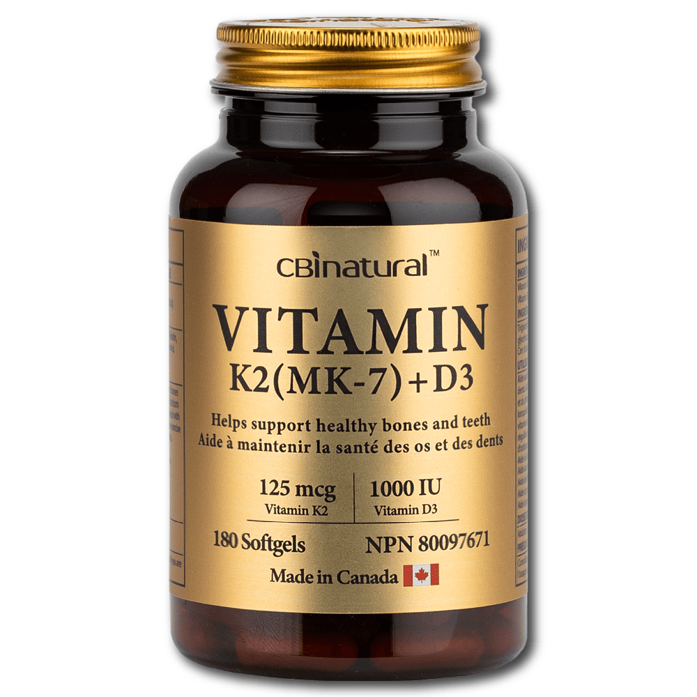 Vitamin K2 MK-7 120mcg with Vitamin D3 25 mcg, 180 softgels, 6-Month Supply